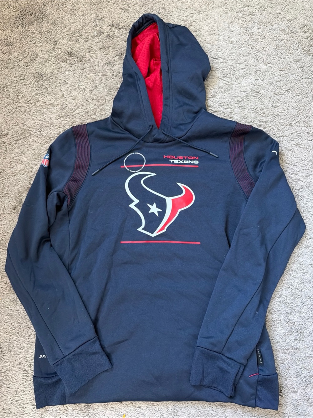 NFL Houston Texans Navy and Red Crewneck Hoodie